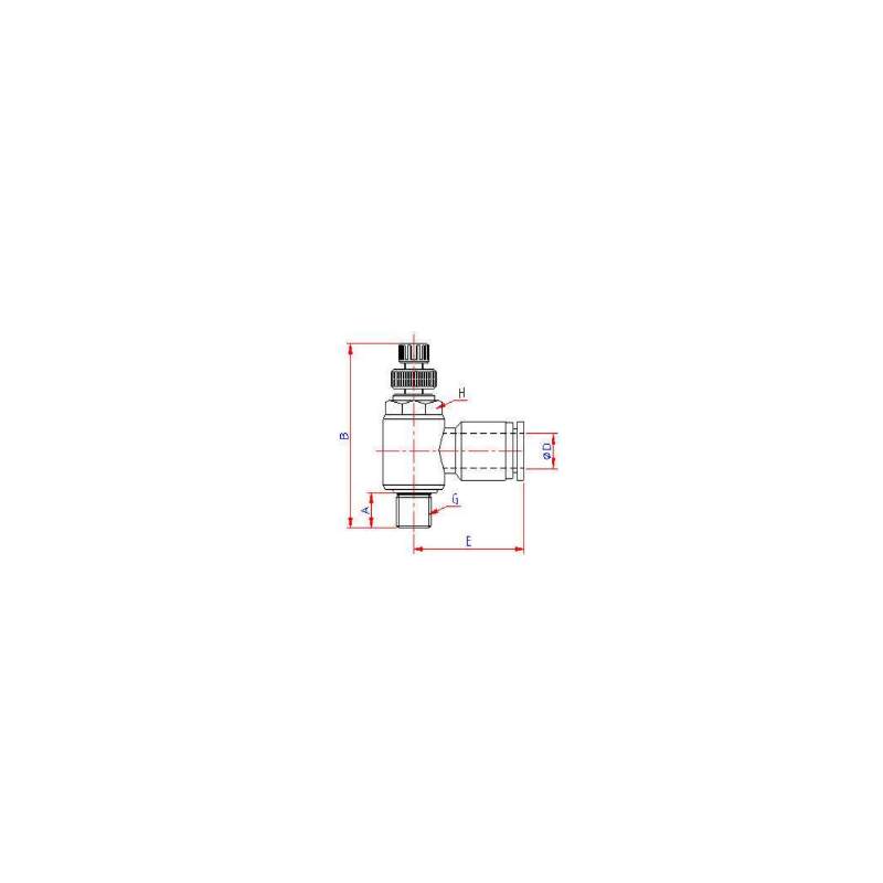 JSC06-G02 Speed Control Valve Elbow 6mm OD tube X G1/4